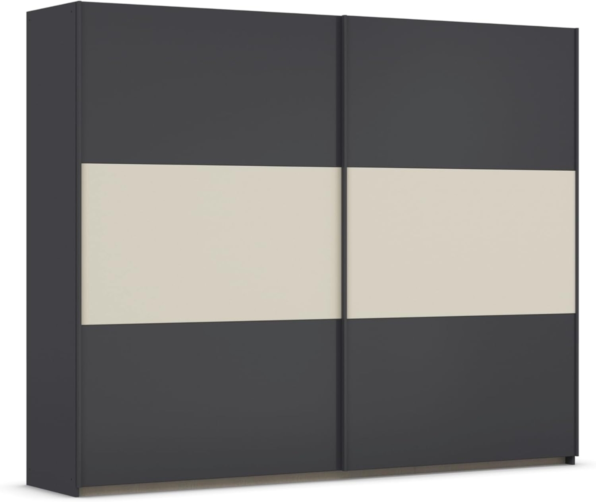 Rauch Möbel Neo, Schwebetürenschrank, Kleiderschrank, Kleiderschränke, Garderobe, Schrank mit Stauraum, 2-türig, Farbe Grau-metallic/Champagner, 261 x 210 x 59 cm Bild 1