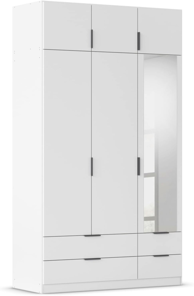 Rauch Möbel Lagoa, Kleiderschrank, Garderobe für Schlafzimmer, Kinderzimmer, Jugendzimmer 6-türig, mit Spiegel, 4 Schubladen, mit Zubehör Classic, Farbe Weiß, Breite 136 cm Bild 1