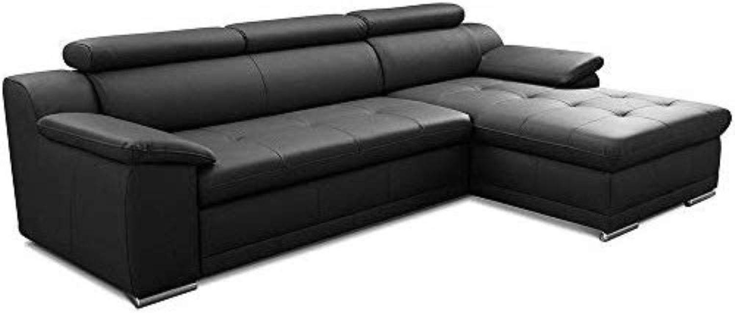 CAVADORE Schlafsofa Aniamo in Echtleder / Ecksofa mit Schlaffunktion, Bettkasten, Kopfteilverstellung und großem Longchair / 270 x 80 x 165 / Leder, Schwarz Bild 1