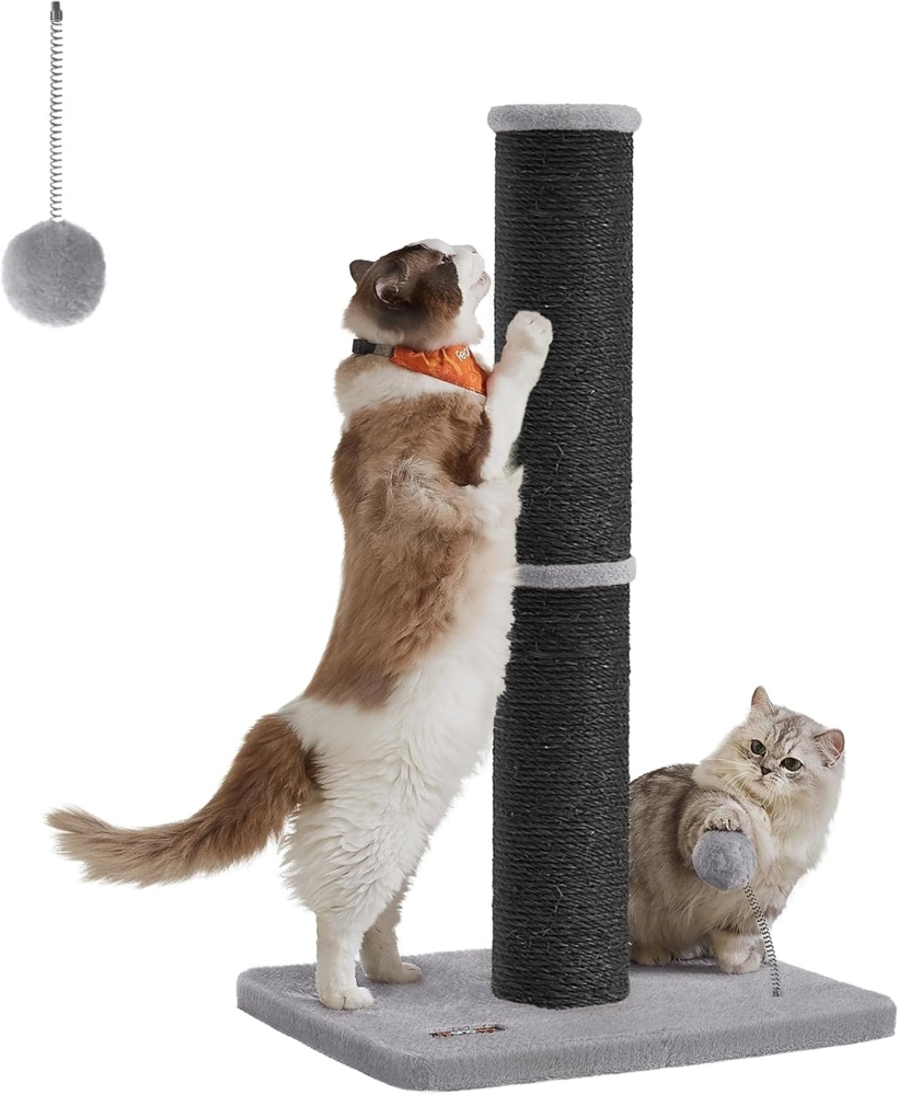 Feandrea Kratzbaum, 85 cm hoch, Kratzsäule, 13 cm Dicker Stamm, Katzenbaum, Kratzstamm für mittelgroße und große Katzen, Sisalstamm, mit Plüschball und Glocke, Tintenschwarz PCADE041B01 Bild 1