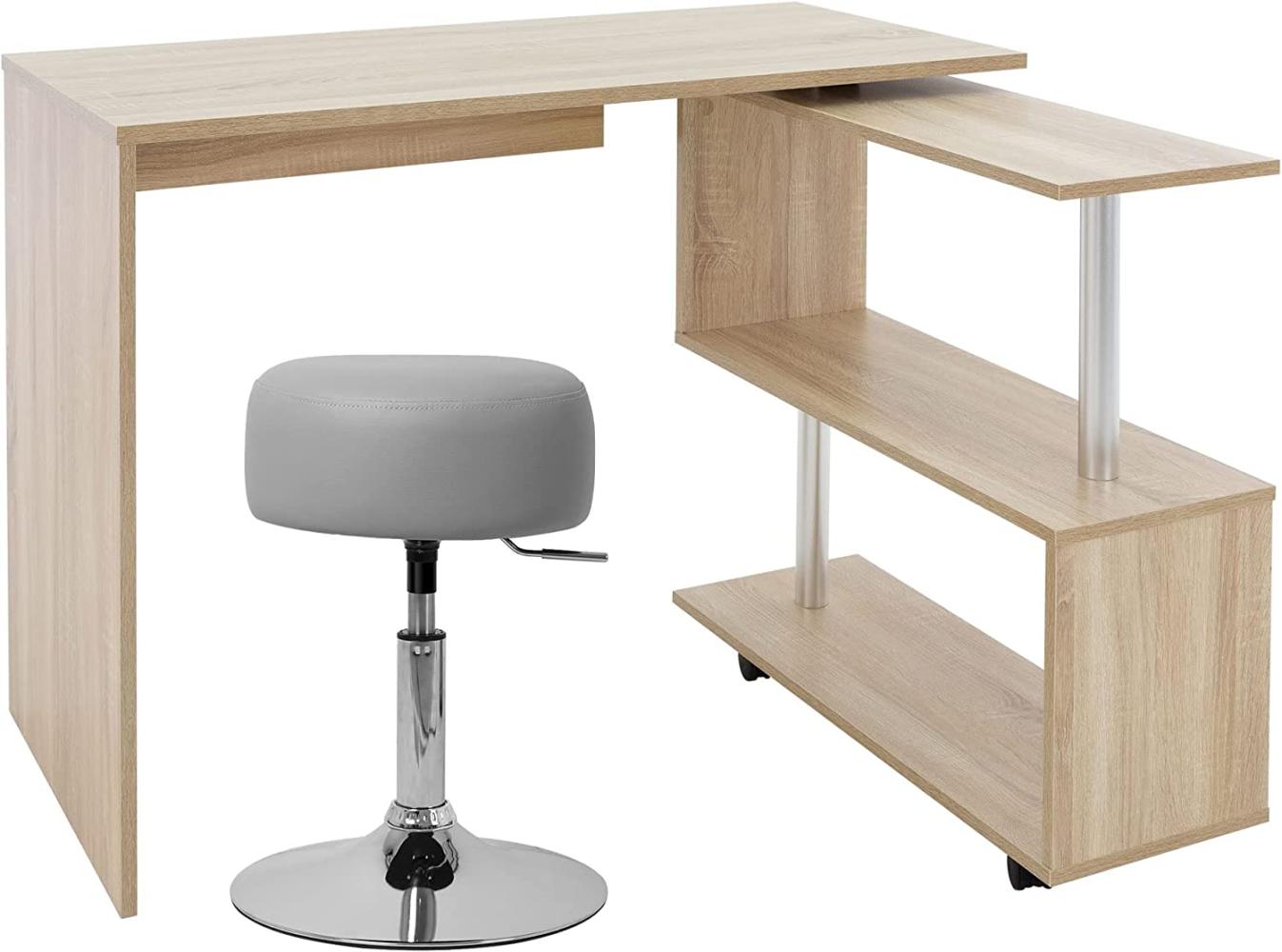 Schreibtisch mit Sitzhocker 150 x 88 x 75 cm Sonoma-Eiche aus MDF ML-Design Bild 1