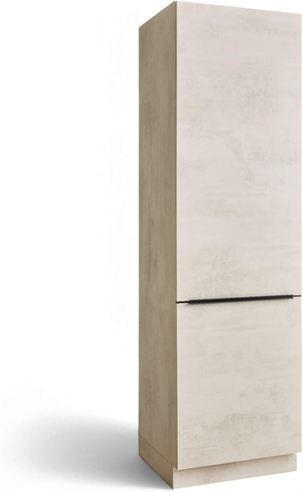 Stella Trading Sanibel Einbauschrank für Kühlschrank in Chromix Weiß FSC-Zertifiziert - Geräumiger Hochschrank Küchenschrank mit viel Stauraum - 60 x 210 x 58 cm (B/H/T) Bild 1