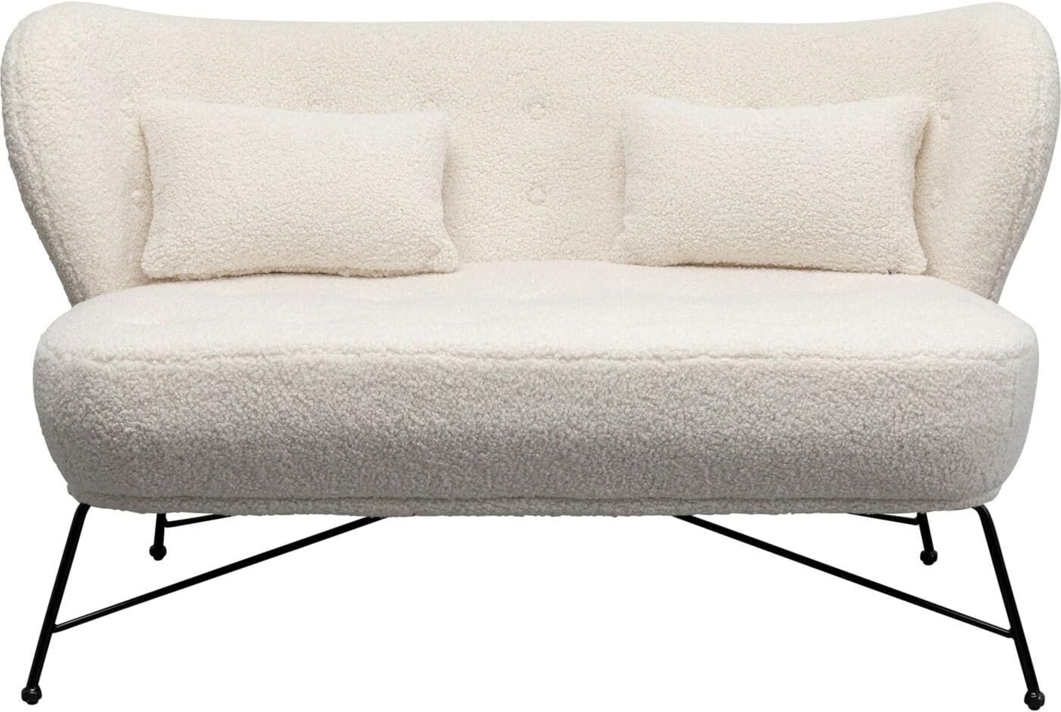 Kare Design Sofa Jacky Teddy 2-Sitzer, Weiß, Pflegeleicht, Weich, Kuschelsofa, Couch, Loveseat, Wohnzimmer, Teddy-Optik, Stahlfüße, Teilzerlegt, 81x140x83 cm (H/B/T) Bild 1