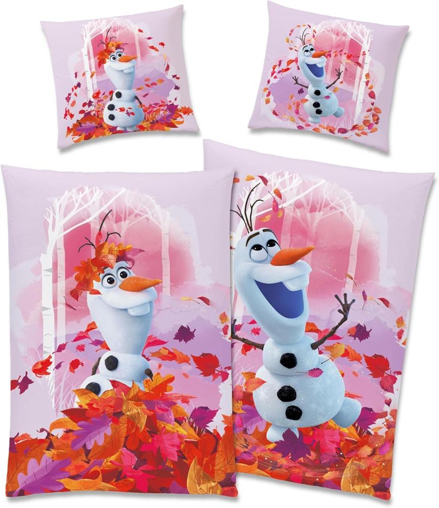 BERONAGE Kinderbettwäsche Frozen Die Eiskönigin Olaf Summer Bettwäsche Linon / Renforcé, 100% Baumwolle, 2 teilig, 135x200 + 80x80 cm Bild 1