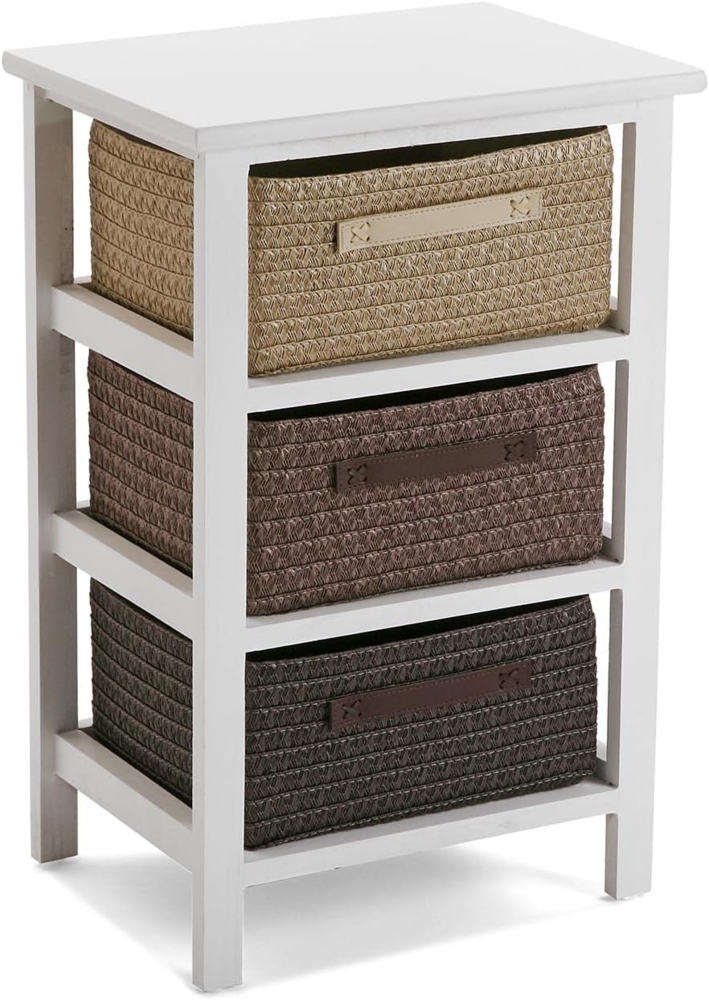 Versa Gavle Möbel für das Bad, Schubladeneinheit mit 3 Schubladen zum Organisieren, Moderne und unterhaltsame Aufbewahrung, Maßnahmen (H x L x B) 57 x 28 x 37 cm, Holz und Polyester, Farbe: Braun Bild 1