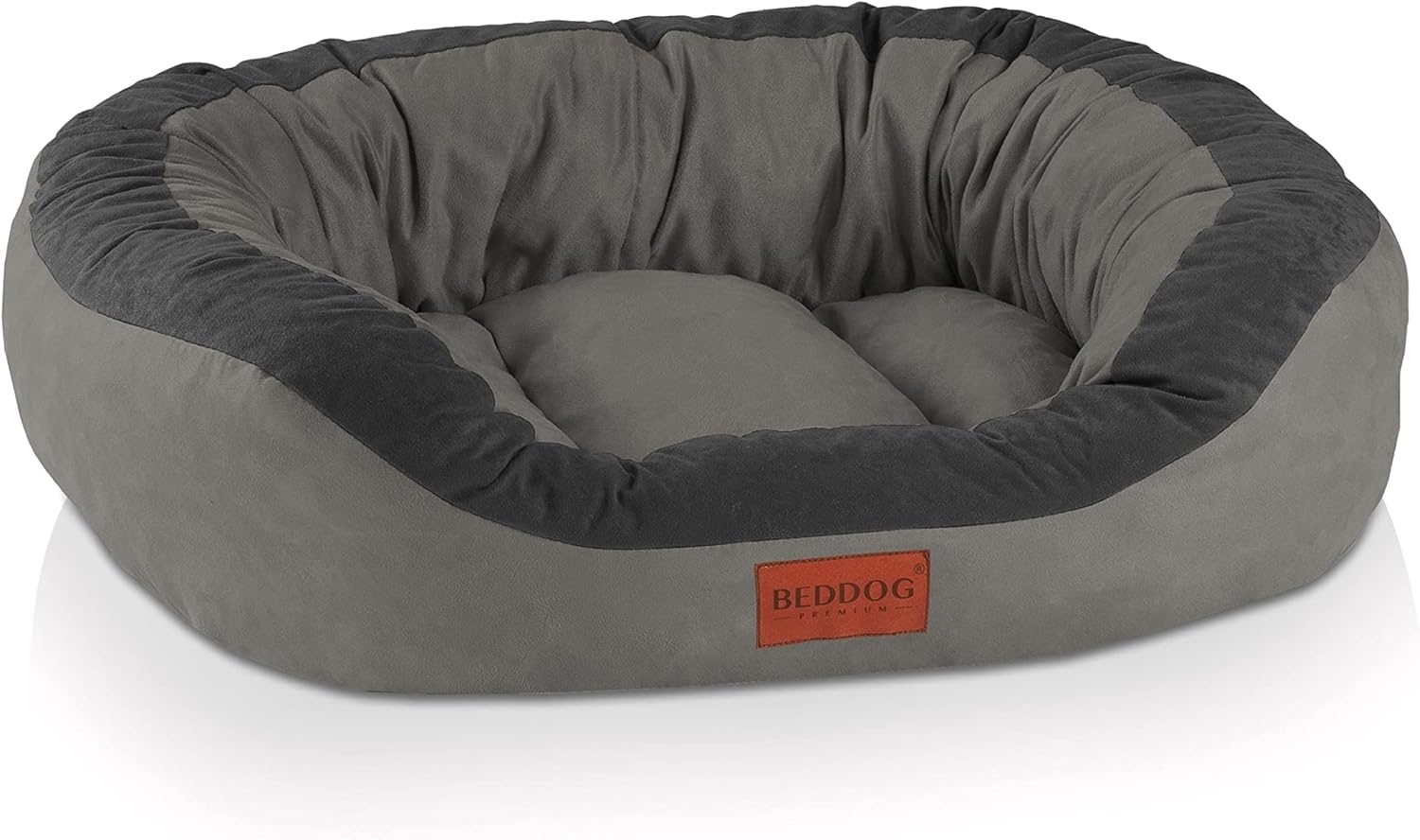 BedDog PRINS PREMIUM Hundebett, aus strapazierfähigem Alicante-Gewebe, Hundesofa mit Seiten, ovales Kissen für Ihr Haustier, Hundecouch L, STEEL-GREY (grau) Bild 1