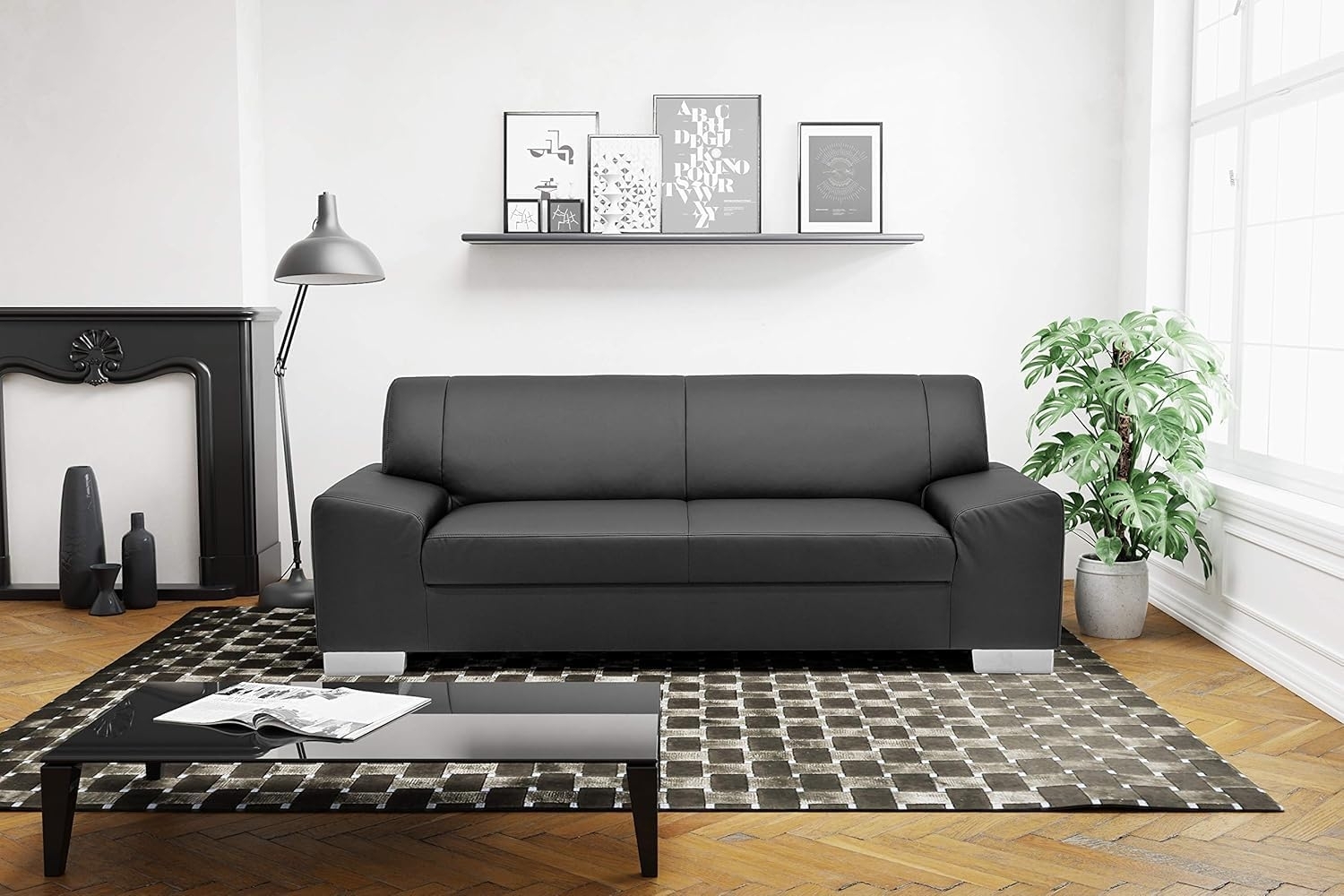 DOMO Collection Sofa Alisson, Schwarz, 3-Sitzer, 199 x 83 x 75 cm Bild 1