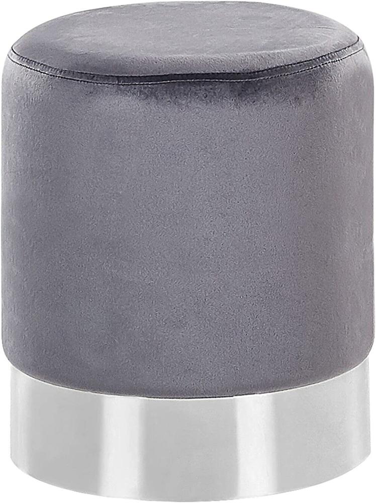 Pouf Samtstoff grau ⌀ 36 cm BRIGITTE Bild 1