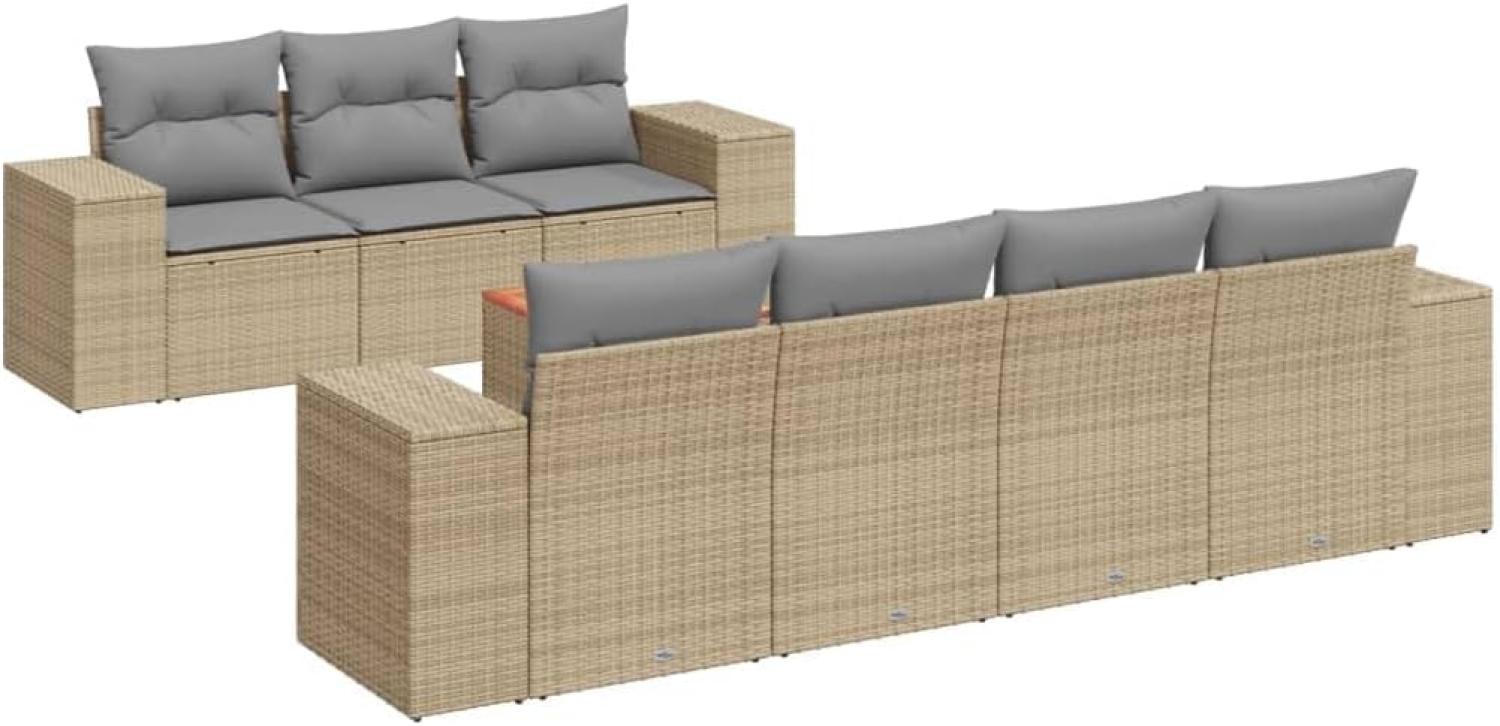 vidaXL 8-tlg. Garten-Sofagarnitur mit Kissen Beige Poly Rattan 3225352 Bild 1