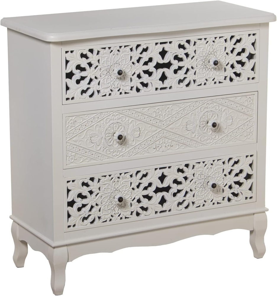 DRW Kommode mit 3 Schubladen aus Holz und MDF, weiß, 75 x 34 x 76 cm Bild 1