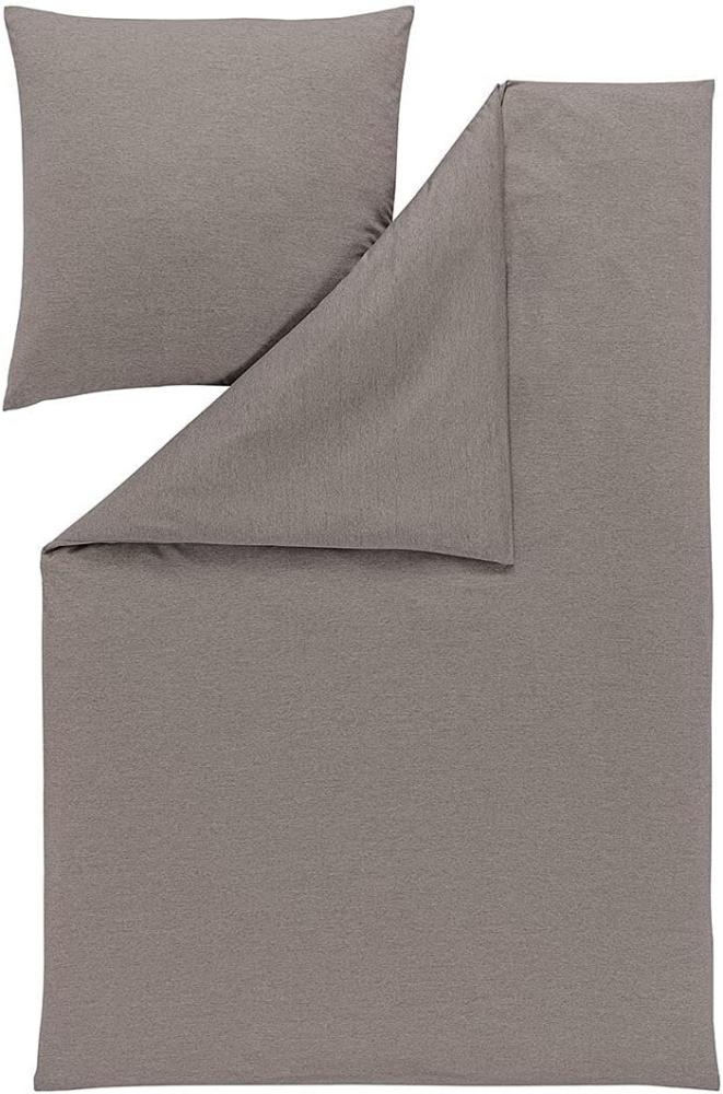 Estella Mako Interlock Jersey Bettwäsche Uni Takoma | Kissenbezug einzeln 40x40 cm | taupe Bild 1