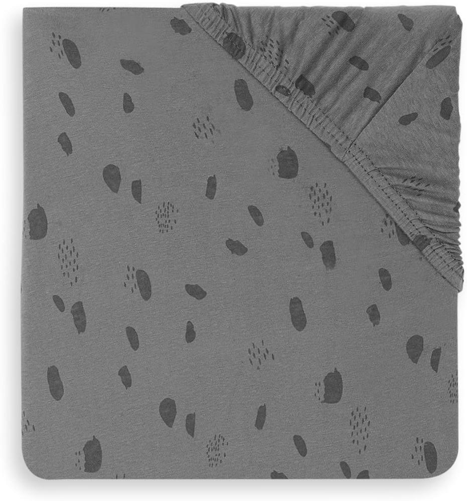 Jollein Spannbettlaken Laufgitter Jersey 75x95 cm - Spot - Storm Grey Bild 1