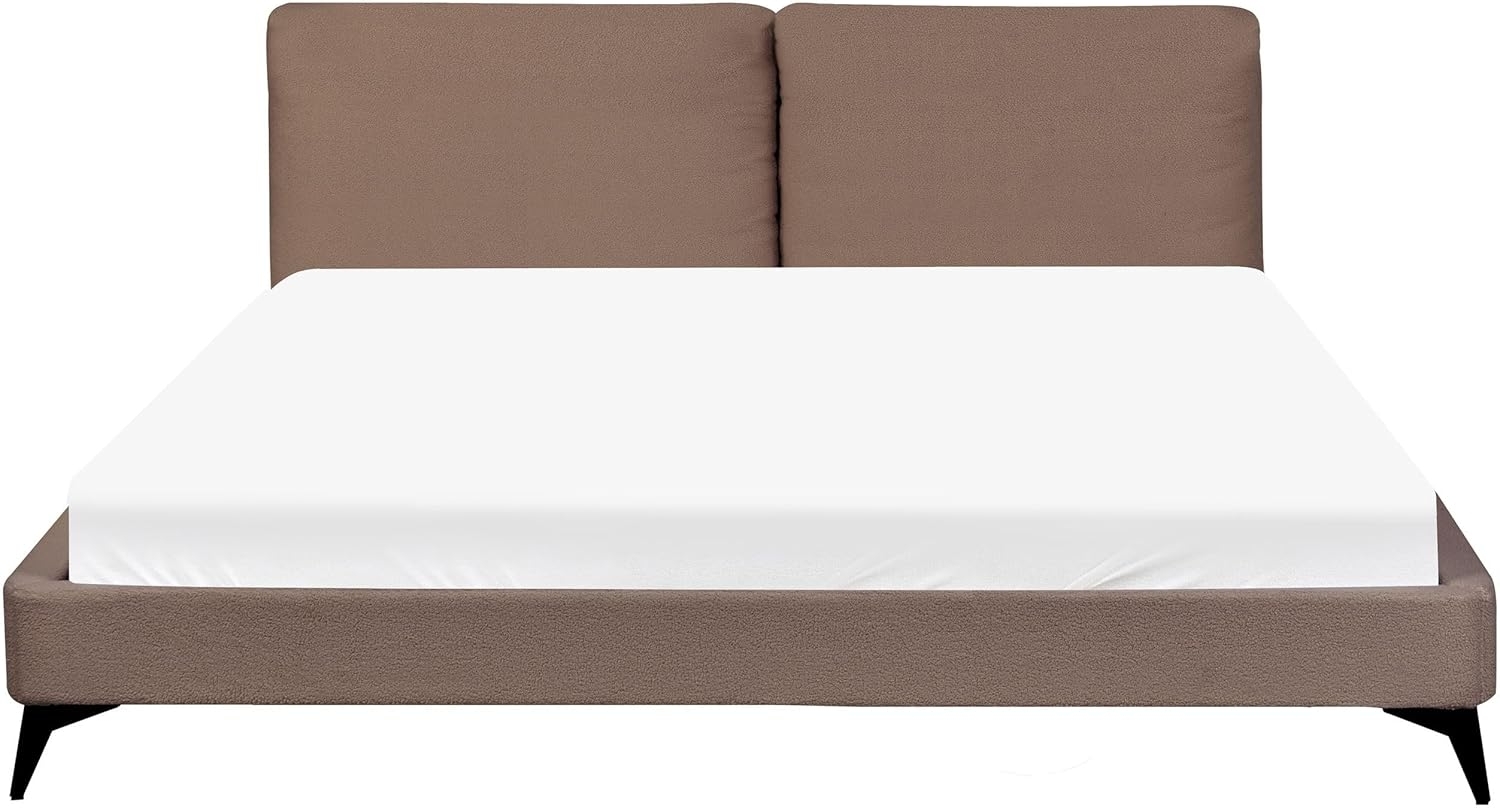 Bett mit Lattenrost Bouclé MELLE 180 x 200 cm Braun Bild 1