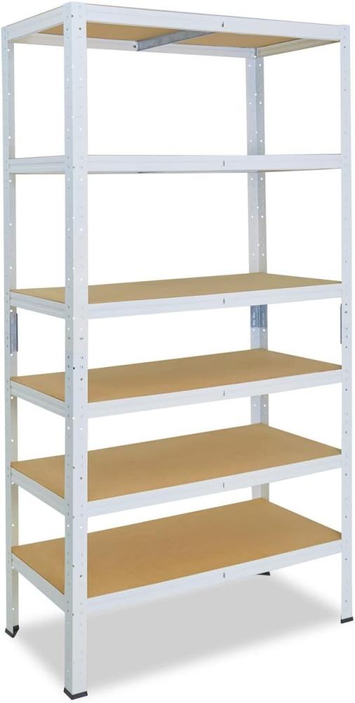 shelfplaza Schwerlastregal HOME, 200x60x30cm weiß, Metallregal mit 6 Böden, als Kellerregal, Garagenregal, Werkstattregal oder Lagerregal, Steckregal Metall mit 145kg Tragkraft Bild 1