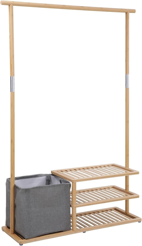 SVITA Kleiderständer BASRI, Garderobe aus Bambus, drei Ablageflächen, eine Aufbewahrungsbox Bild 1