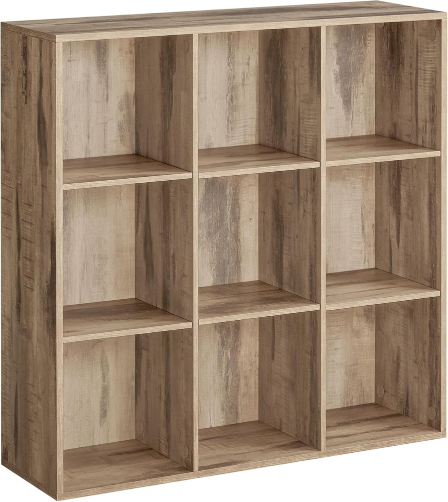 VASAGLE Bücherschrank, Bücherregal, mit 9 Fächern, Büroregal, Würfelregal, Standregal, für Wohnzimmer, Schlafzimmer, Büro, Kinderzimmer, Kamelbraun LBC177K01 Bild 1