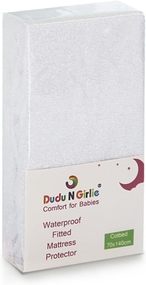 DUDU N GIRLIE Wasserdichtes Frottee-Spannbetttuch, Matratzenschoner (Babykorb, 36x75 cm) Bild 1