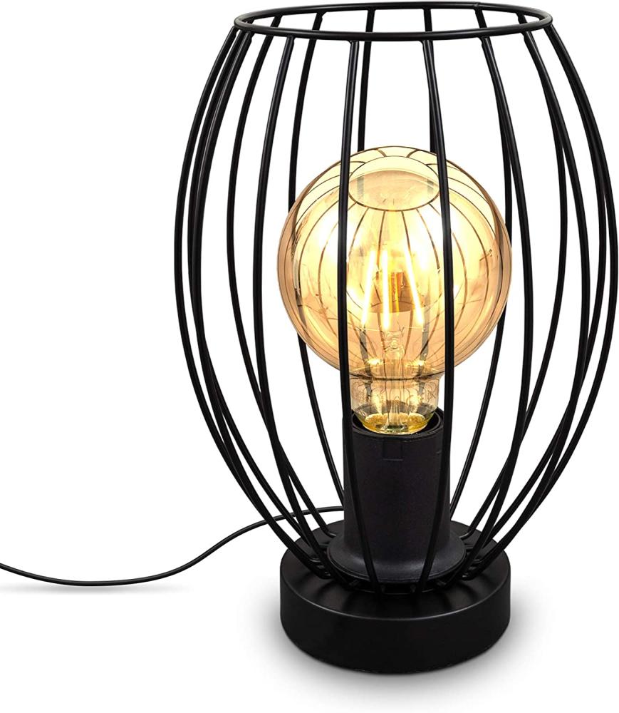 B.K.Licht Tischleuchte Retro-Tischlampe, Metall, Schwarz, ohne Leuchtmittel, E27-Fassung, ohne Leuchtmittel, inkl. Kabelschalter, Ø17,5cm Bild 1