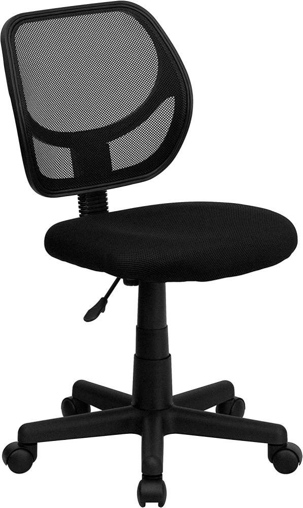 Flash Furniture Bürostuhl mit niedriger Rückenlehne – Ergonomischer Schreibtischstuhl mit Netzstoff – Perfekt für Home Office oder Büro – Schwarz Bild 1