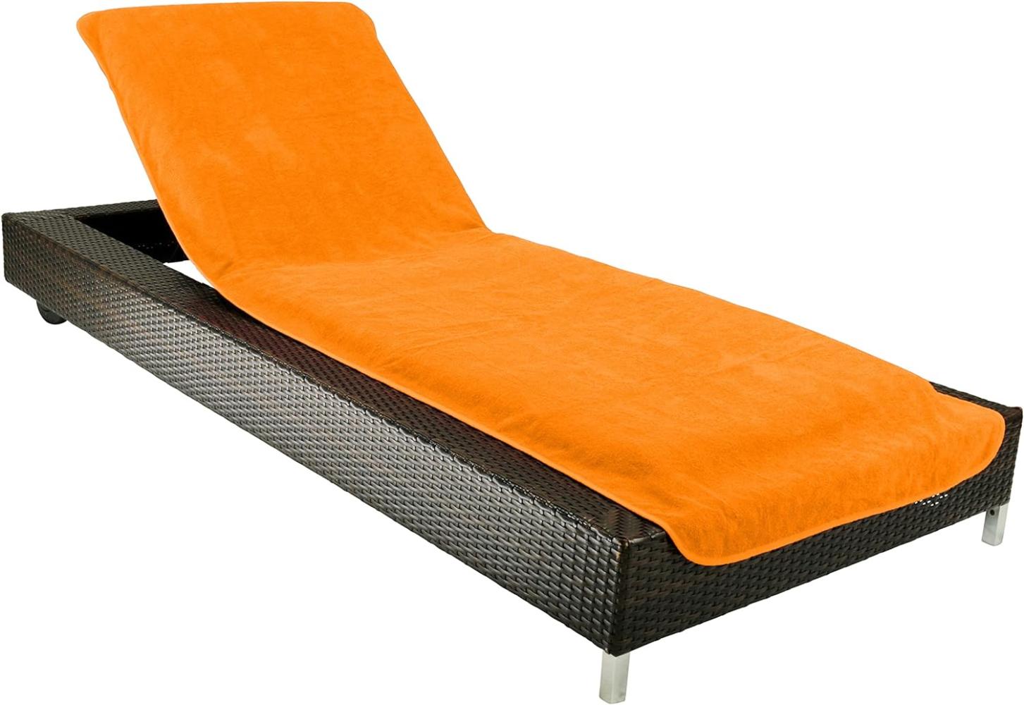 Brandsseller Schonbezug für Gartenliege, Strandliegenauflage, Frottee Schonbezug, 100% Baumwolle (ca. 75x200 cm, Orange) Bild 1