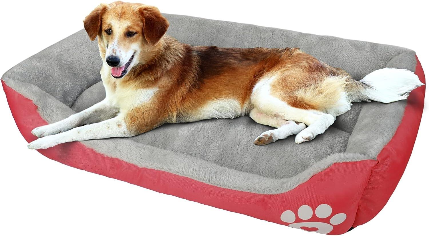 wuuhoo® Hundebett Lucky 90cm für große Hunde - weiches Haustierbett, waschbares Hundekörbchen für Hund oder Katze, flauschiger Hundekorb - rot Bild 1