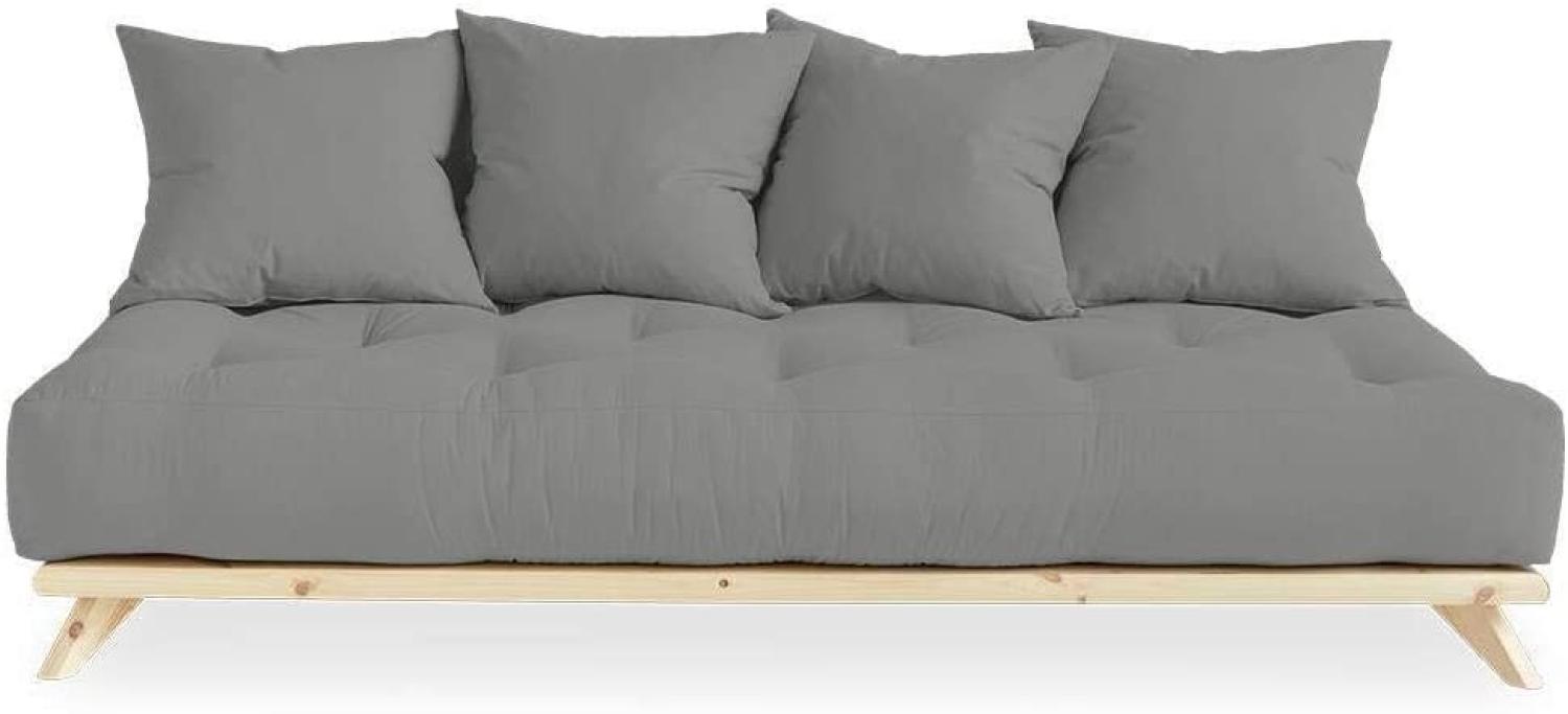 KARUP DESIGN SENZA Futonsofa inkl. 4 Kissen Gestell Natur Matratze Grau Bild 1