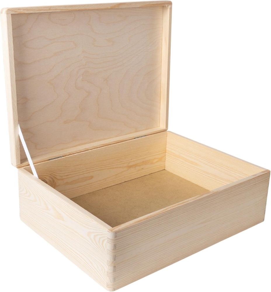 Creative Deco Holzkiste Holzkiste mit Deckel Erinnerungsbox Baby Groß Unlackiert, Unlackiert Bild 1