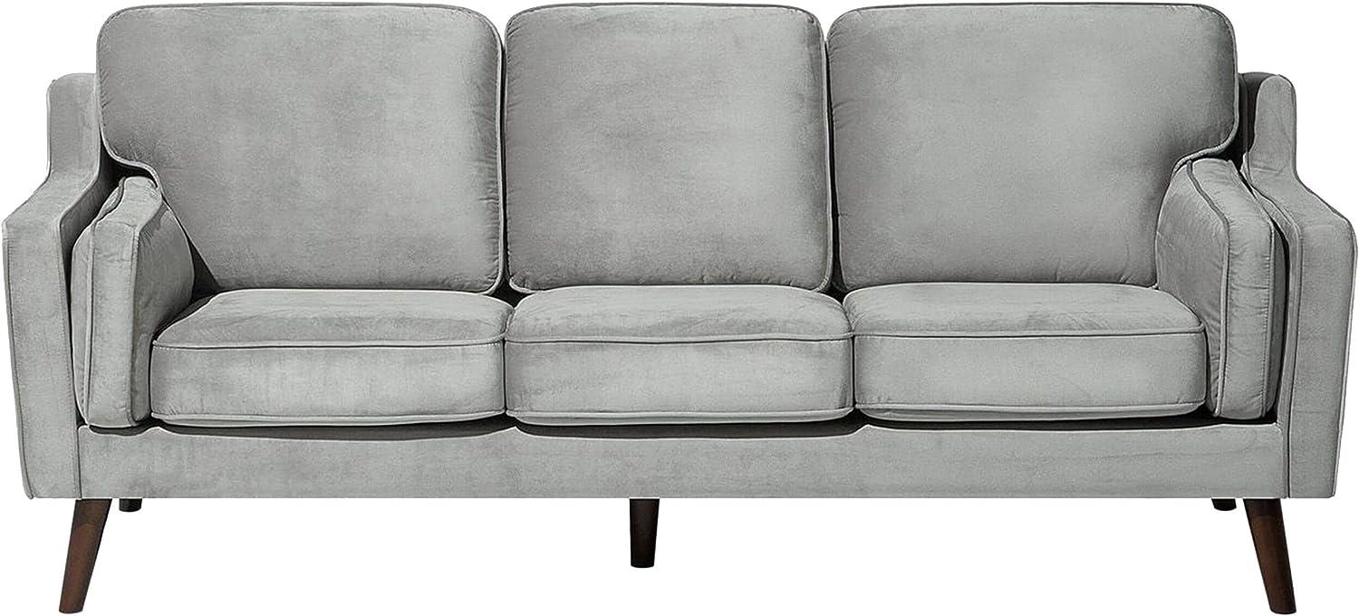 3-Sitzer Sofa Samtstoff hellgrau LOKKA Bild 1