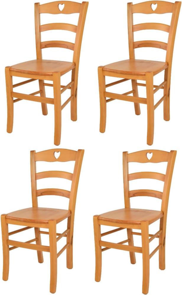 Tommychairs - 4er Set Stühle Cuore für Küche und Esszimmer, Robuste Struktur aus Buchenholz in der Farbe Honig lackiert und Sitzfläche aus Holz Bild 1