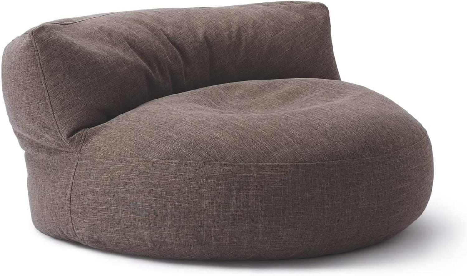 Lumaland Interior Line Sitzsack-Lounge, Rundes Sitzsack-Sofa für drinnen, 320l Füllung, 90 x 50 cm, Leinen Look and Feel, Braun Bild 1