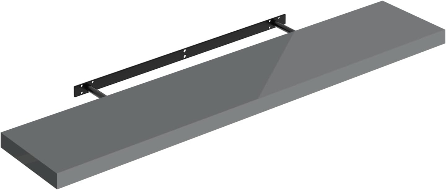 WOLTU Wandregal grau, Regal Wand, Schweberegal, Regalbrett, Wandboard, mit Metallhalterung, unsichtbare Montage, für Küche Badezimmer Wohnzimmer Schlafzimmer, aus MDF, 120 x 22,9 x 3,8 cm Bild 1