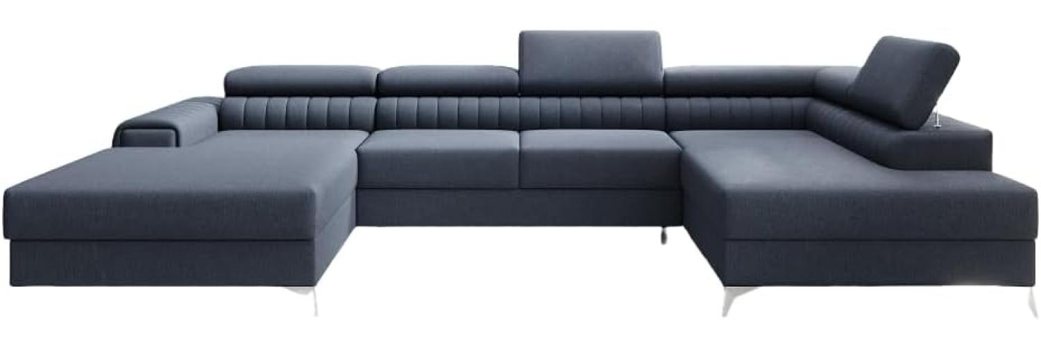 Designer Sofa Collina mit Schlaf- und Klappfunktion Stoff Blau Rechts Bild 1