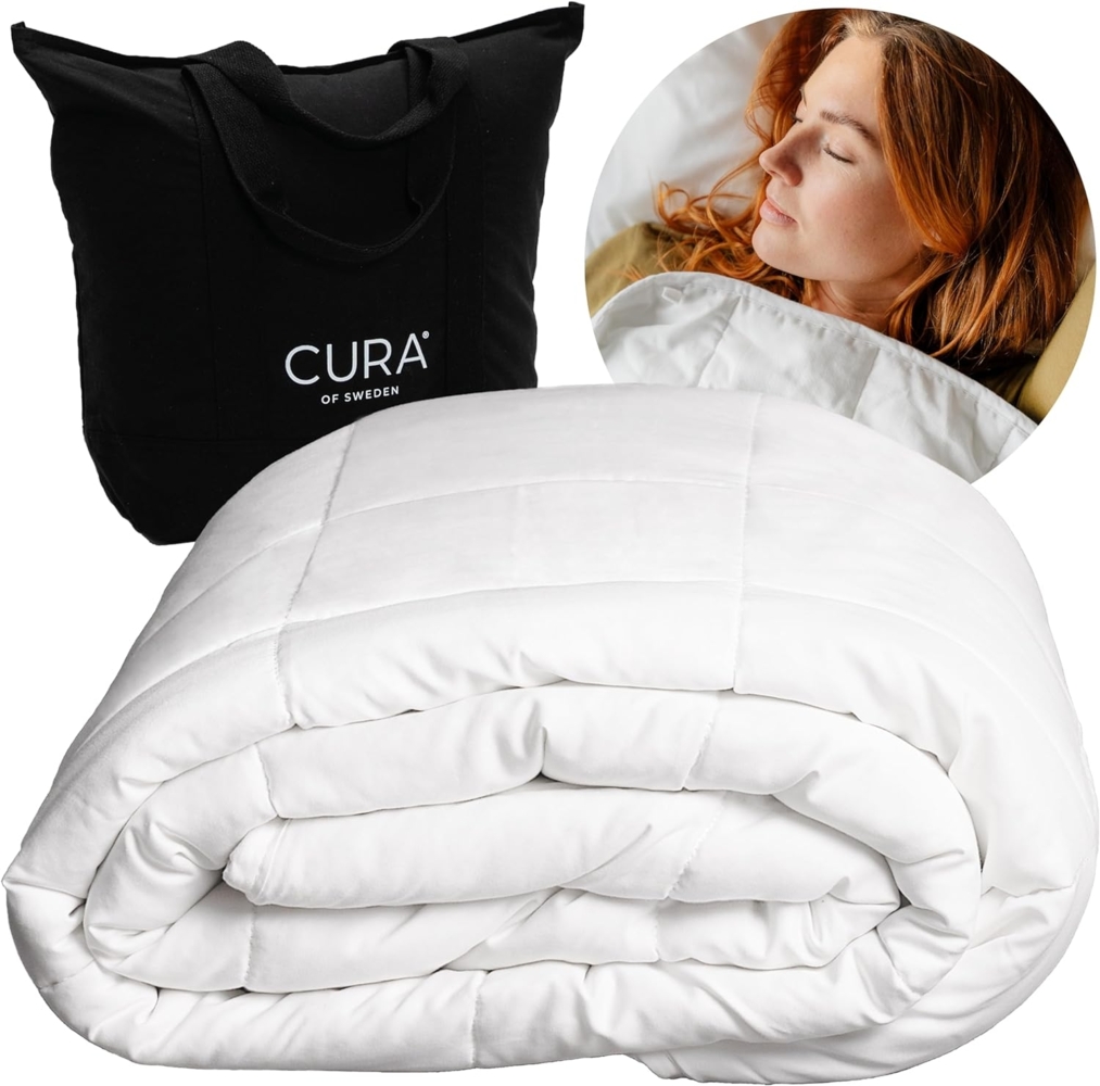 CURA Pearl Classic Gewichtsdecke 135x200 11kg - Anti Stress Therapiedecke - Schwere Decke für tiefen Schlaf und bessere Erholung - Schwere Bettdecke aus 100% Baumwolle - Heavy Weighted Blanket Bild 1