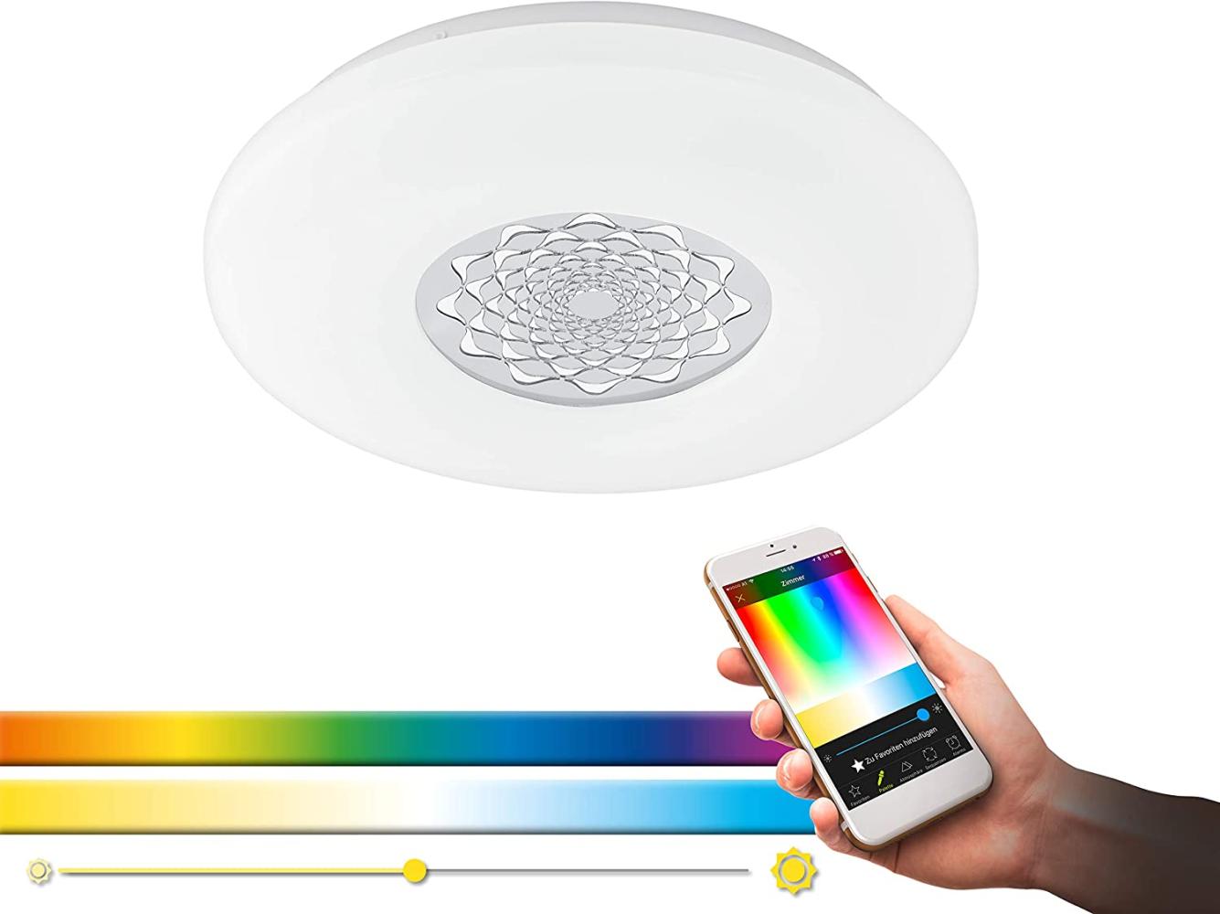 Eglo 96821 Smart Light LED Aufbauleuchte CAPASSO-C Ø 34cm dimmbar weiß, chrom mit Connect Funktion Bild 1