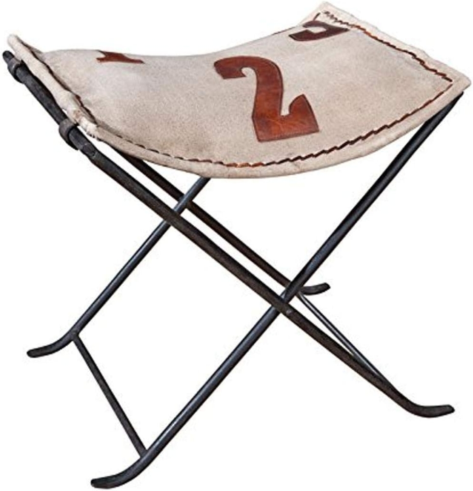 Sitzhocker 'Numerati' Metall mit Canvas + Leder Bild 1