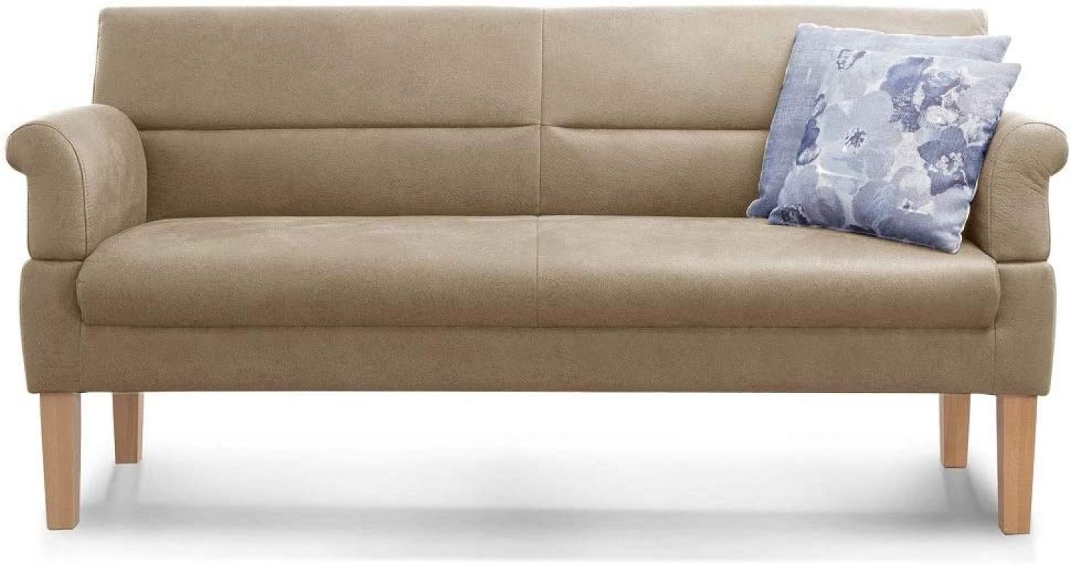 Cavadore 3-Sitzer Sofa Kira mit Federkern / Sitzbank für Küche, Esszimmer / Inkl. Armteilfunktion / 189 x 94 x 81 / Kunstleder beige Bild 1