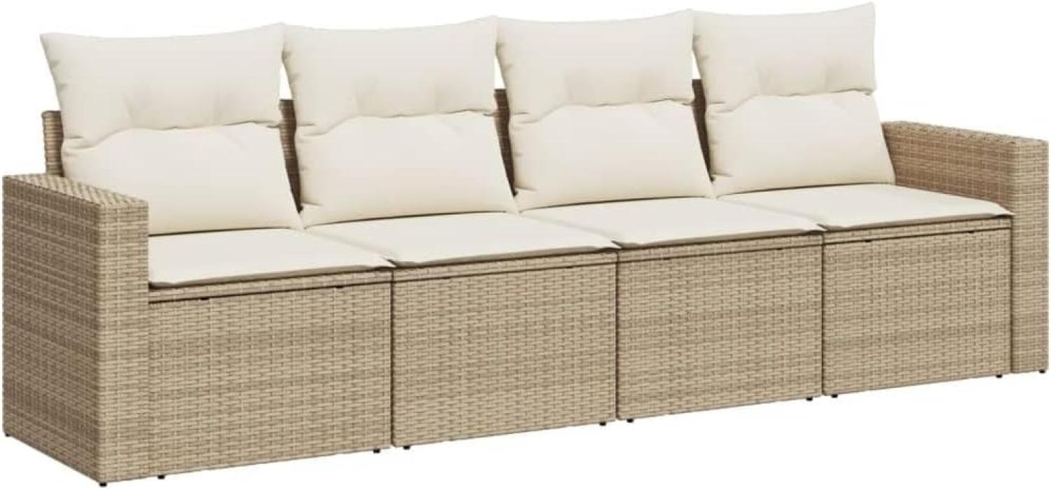 vidaXL 4-tlg. Garten-Sofagarnitur mit Kissen Beige Poly Rattan 3251015 Bild 1