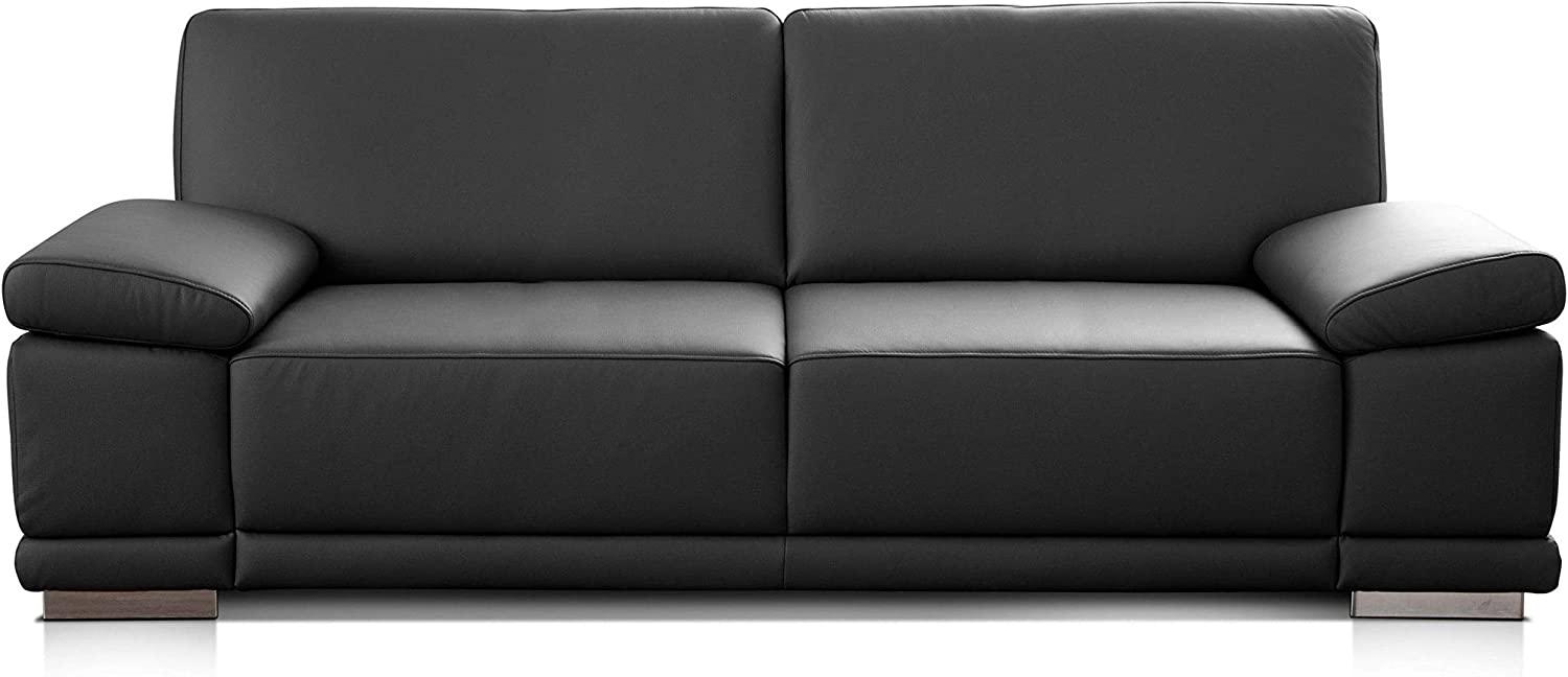 CAVADORE 2,5-Sitzer Sofa Corianne in Kunstleder / Kleines Leder-Sofa in hochwertigem Kunstleder und modernem Design / Mit verstellbaren Armlehnen / 191 x 80 x 99 / Kunstleder schwarz Bild 1