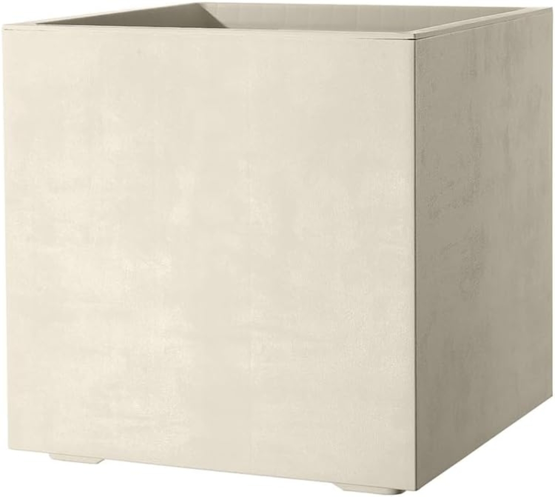 XXL Pflanzkasten Pflanzkübel Millennium 80 L in Creme mit Tolle Naturstein Optik, Maße: 49x49x49 cm Bild 1