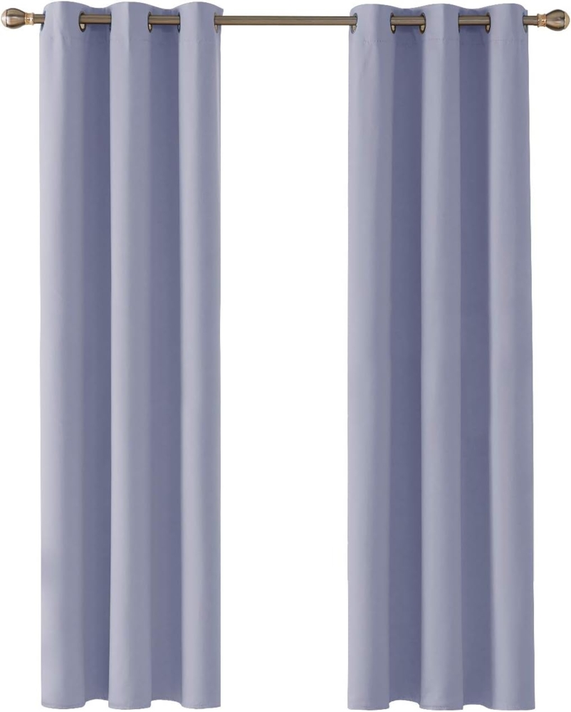 Deconovo Verdunkelungsvorhang Ösen Gardinen Schlafzimmer Ösenvorhang Blickdicht, 160x107 cm(HöhexBreite), Lavendel, 2er Set Bild 1
