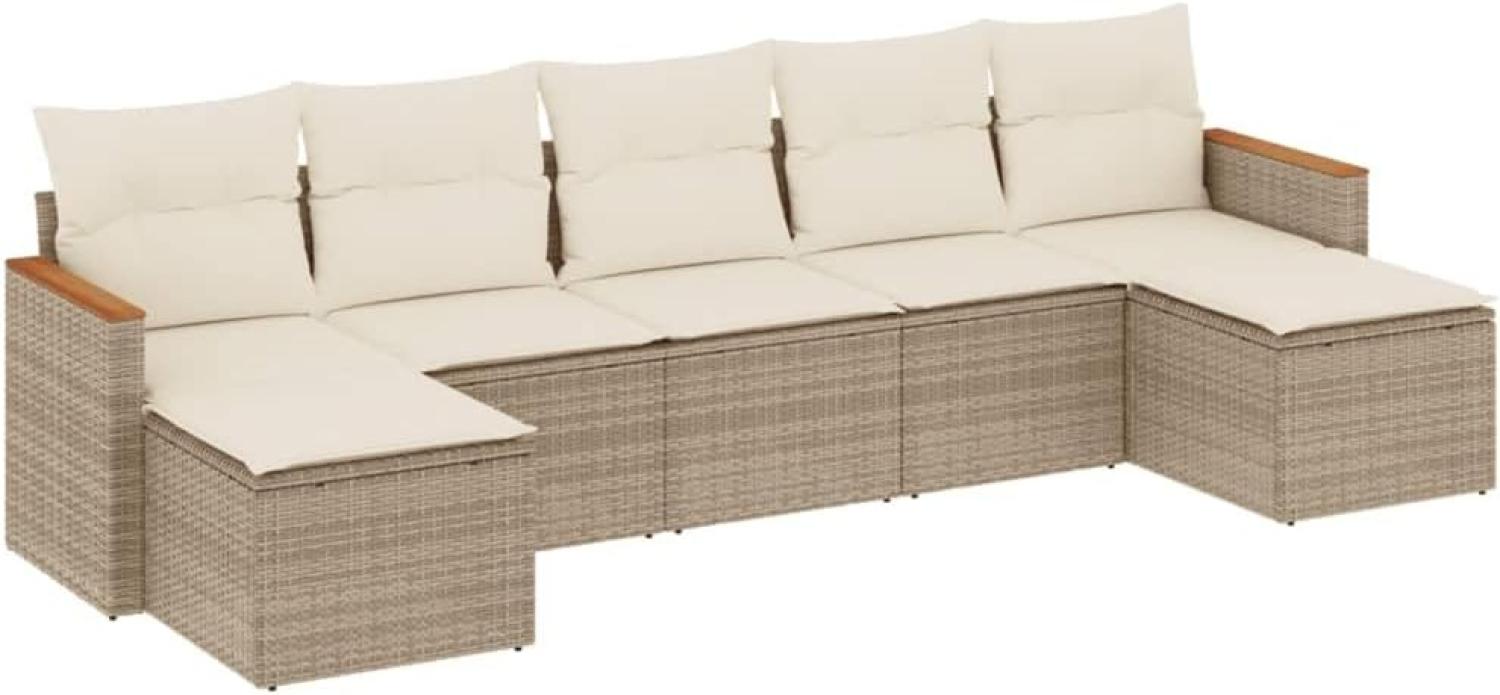 vidaXL 7-tlg. Garten-Sofagarnitur mit Kissen Beige Poly Rattan 3258635 Bild 1