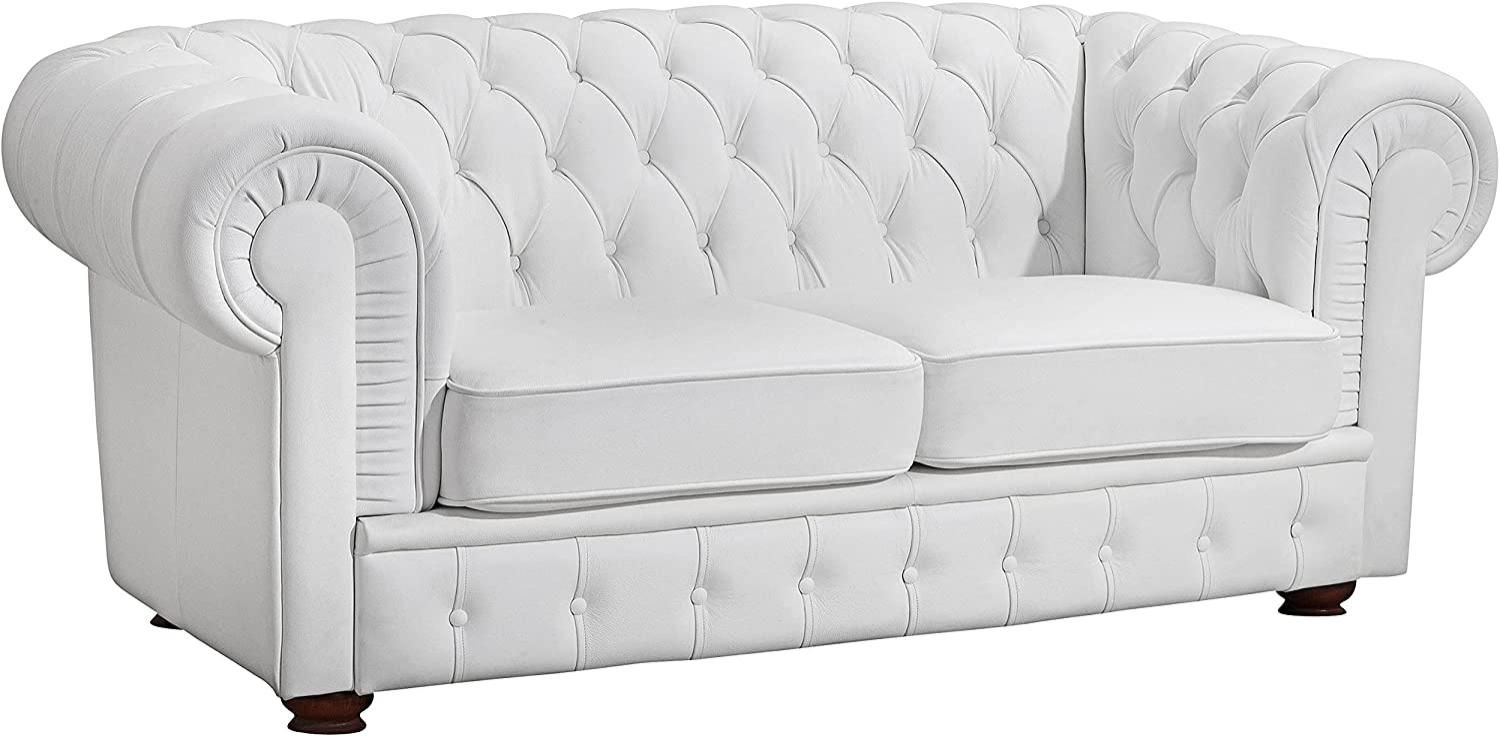 Bridgeport Sofa 2-Sitzer Polyurethan Weiß Buche Nussbaumfarben Bild 1