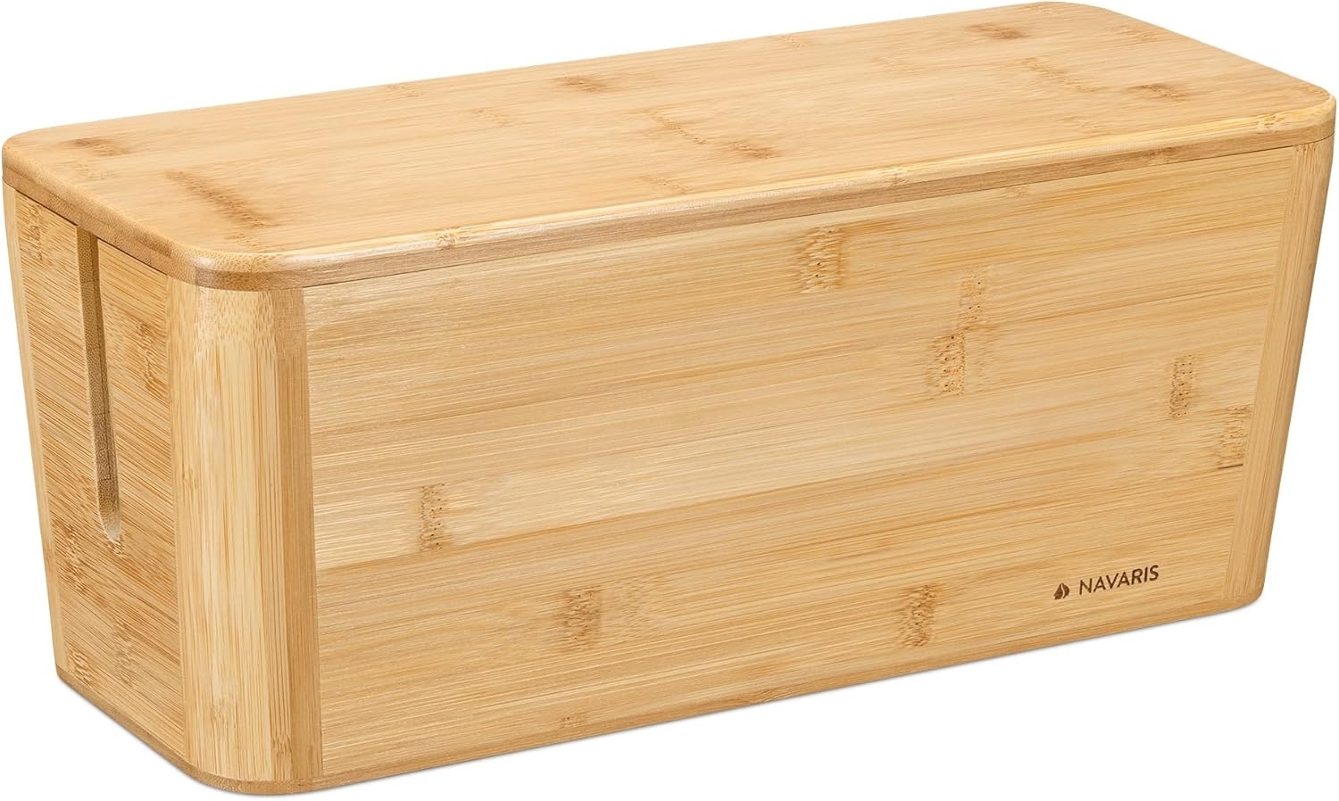 Navaris Aufbewahrungsbox Bambus Kabelbox mit Deckel - Organizer - Kabelaufbewahrung (1 St) Bild 1