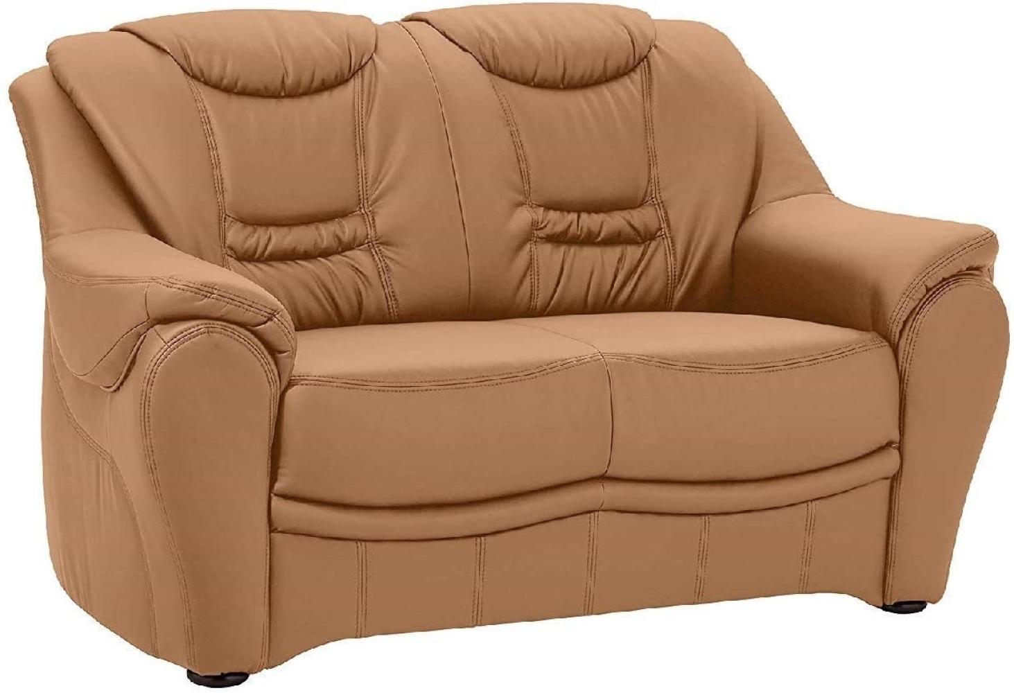 Cavadore 2-Sitzer Bansa mit Federkern / Polstercouch in Leder / 148 x 94 x 95 / Echtleder Hellbraun Bild 1