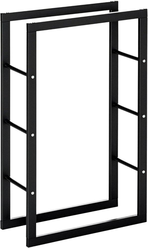 HOMCOM Kaminholzregal Kaminholzständer Kaminholzablage Kaminholzhalter 100kg, BxTxH:60x25x100 cm, (Stahl, 1-St, Schwarz) Bild 1
