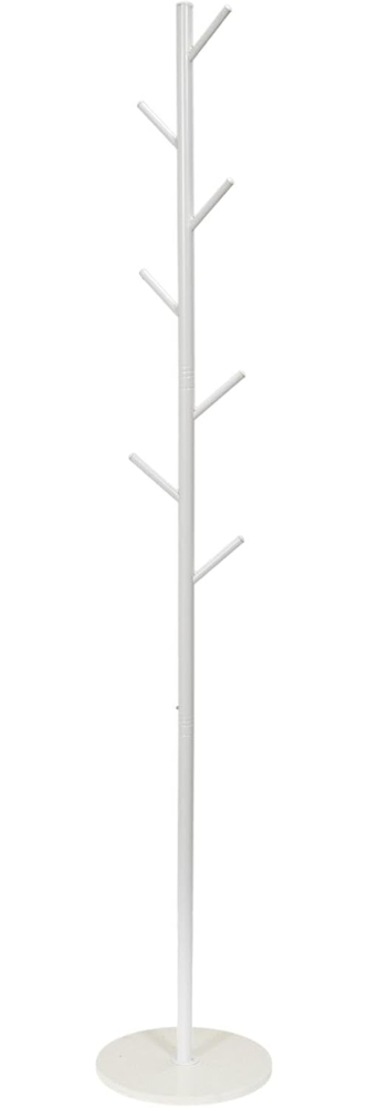 HOME DECO FACTORY, HD0442, Weißer Garderobenständer im modernen Design, ideal für Mäntel und Accessoires, perfekt für den Eingangsbereich oder das Büro, Größe 27 x 173 x 27 cm, weiße Farbe Bild 1