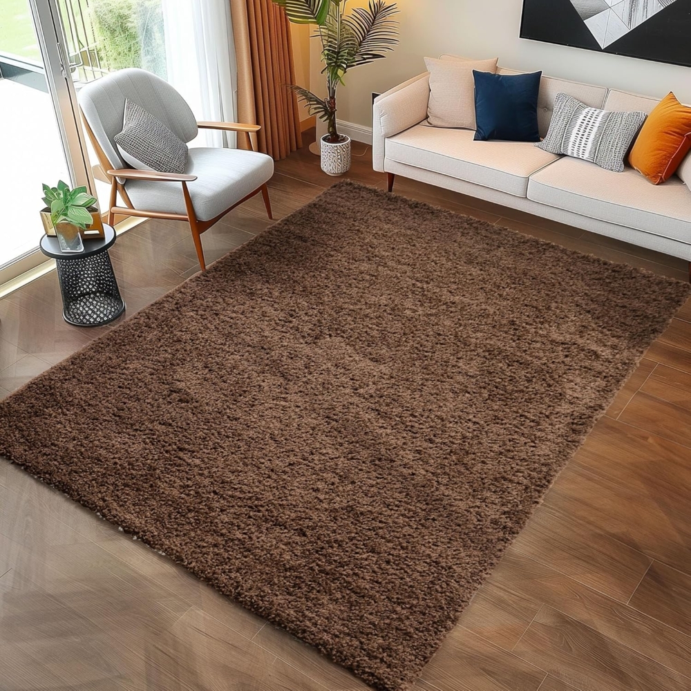 Carpettex Hochflor-Teppich Unicolor - Einfarbig, Läufer, Höhe: 30 mm, Einfarbig Shaggy Teppich Wohnzimmer Langflor versch. farben und größen Bild 1