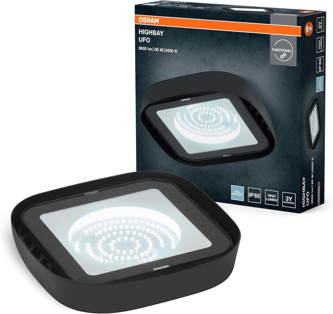 Osram LED Hallenleuchte Highbay Ufo 80W 865 IP65 schwarz Bild 1
