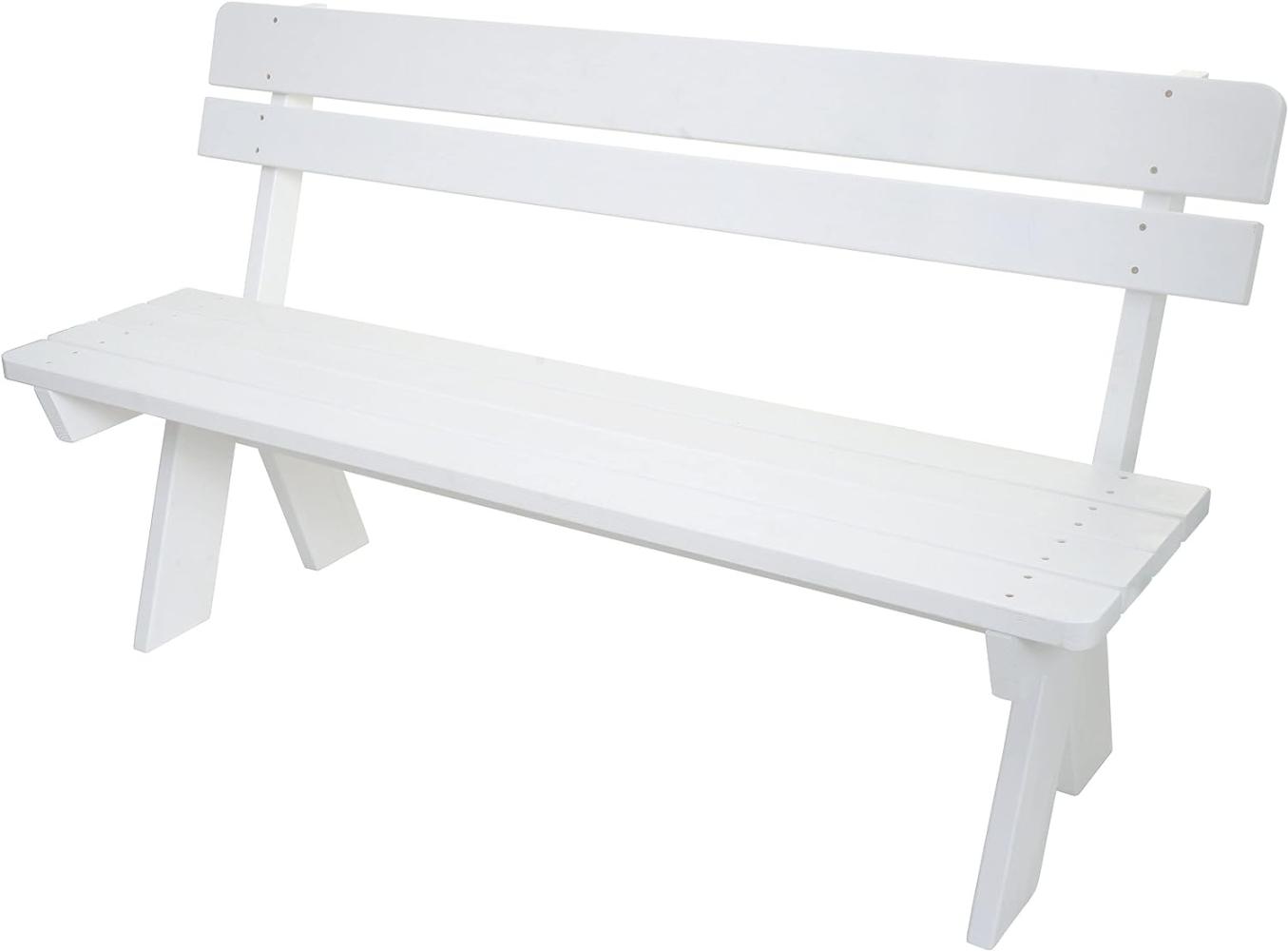 Gartenbank HWC-L66, Sitzbank Holzbank Parkbank, Gastronomie-Qualität, Massiv-Holz 148cm ~ weiß Bild 1