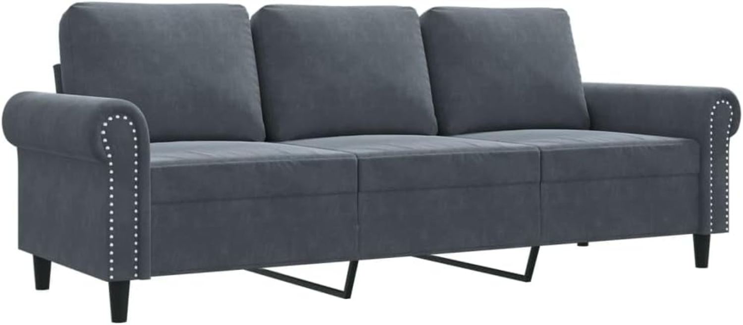 vidaXL 3-Sitzer-Sofa, Samt dunkelgrau, 212 x 77 x 80 cm Bild 1